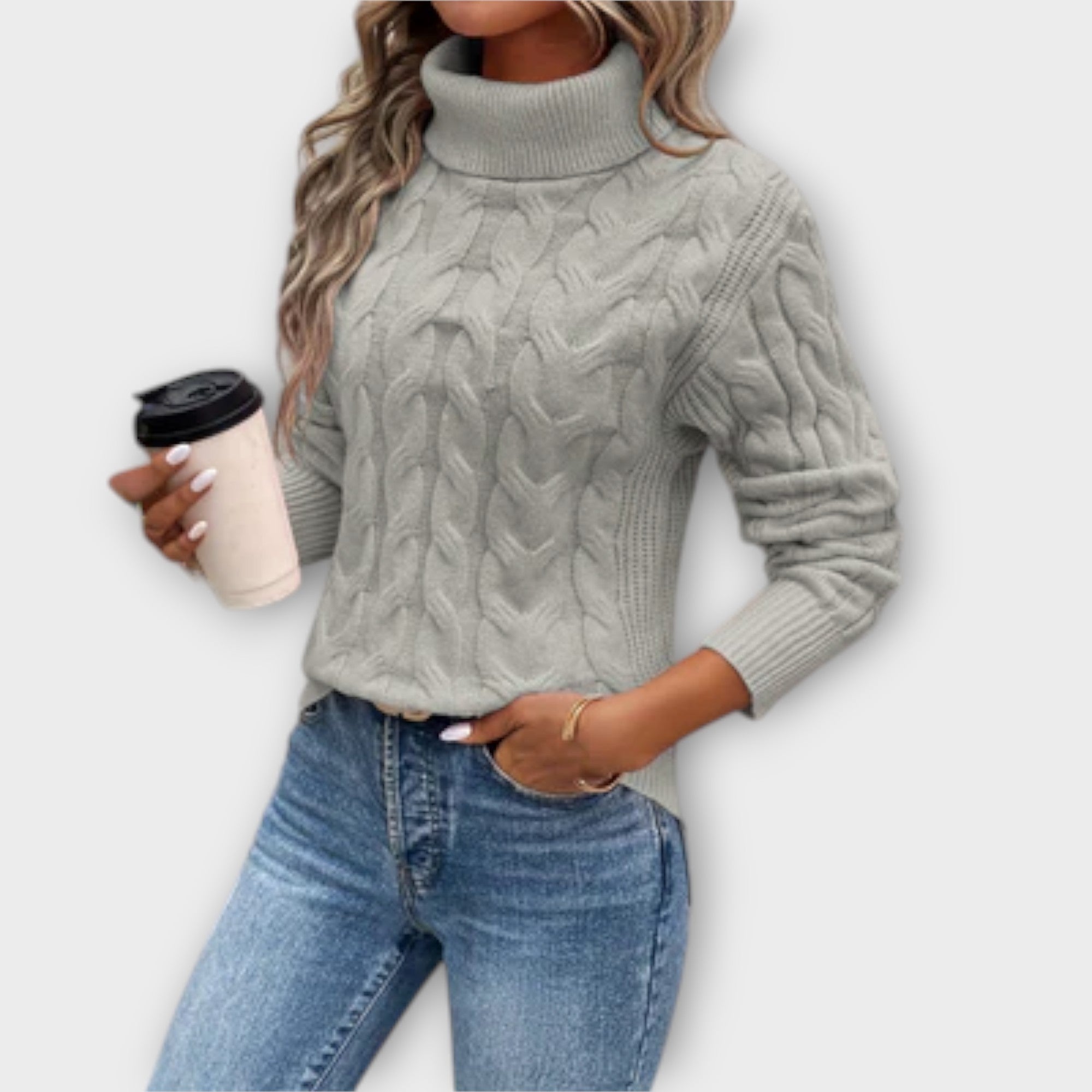 Mariana - Suéter Cuello Alto Tejido Premium Confort Cálido