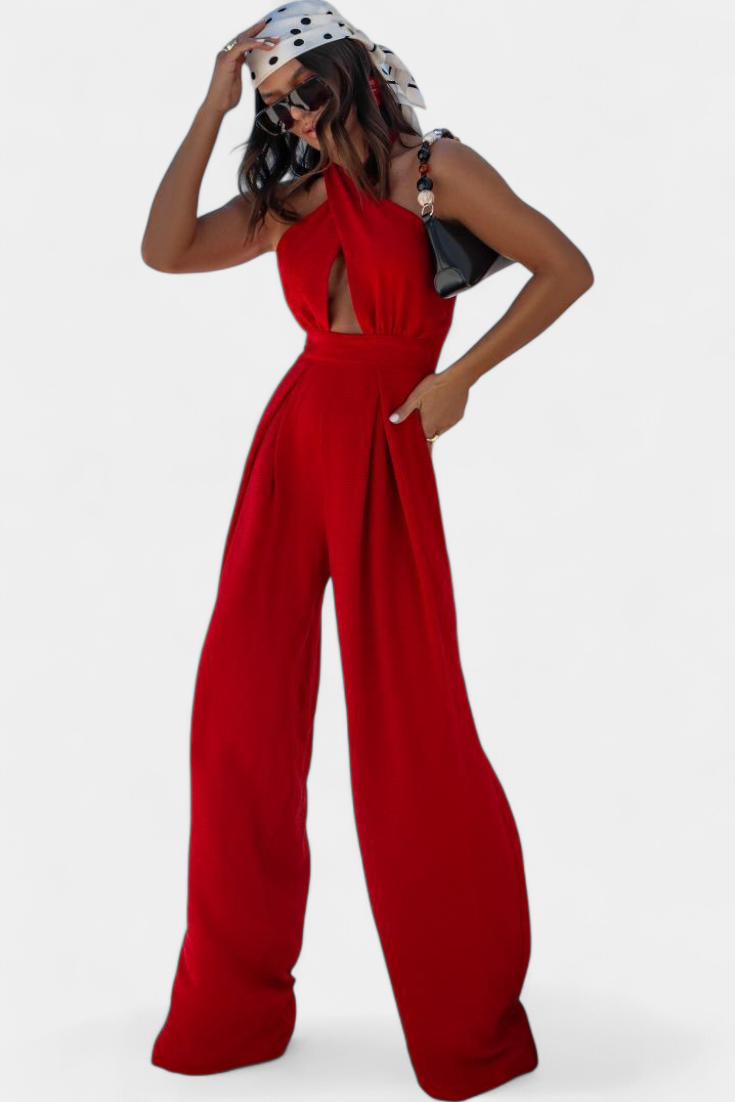 Mariana – Mono Halter Cruzado Sin Espalda Pierna Ancha