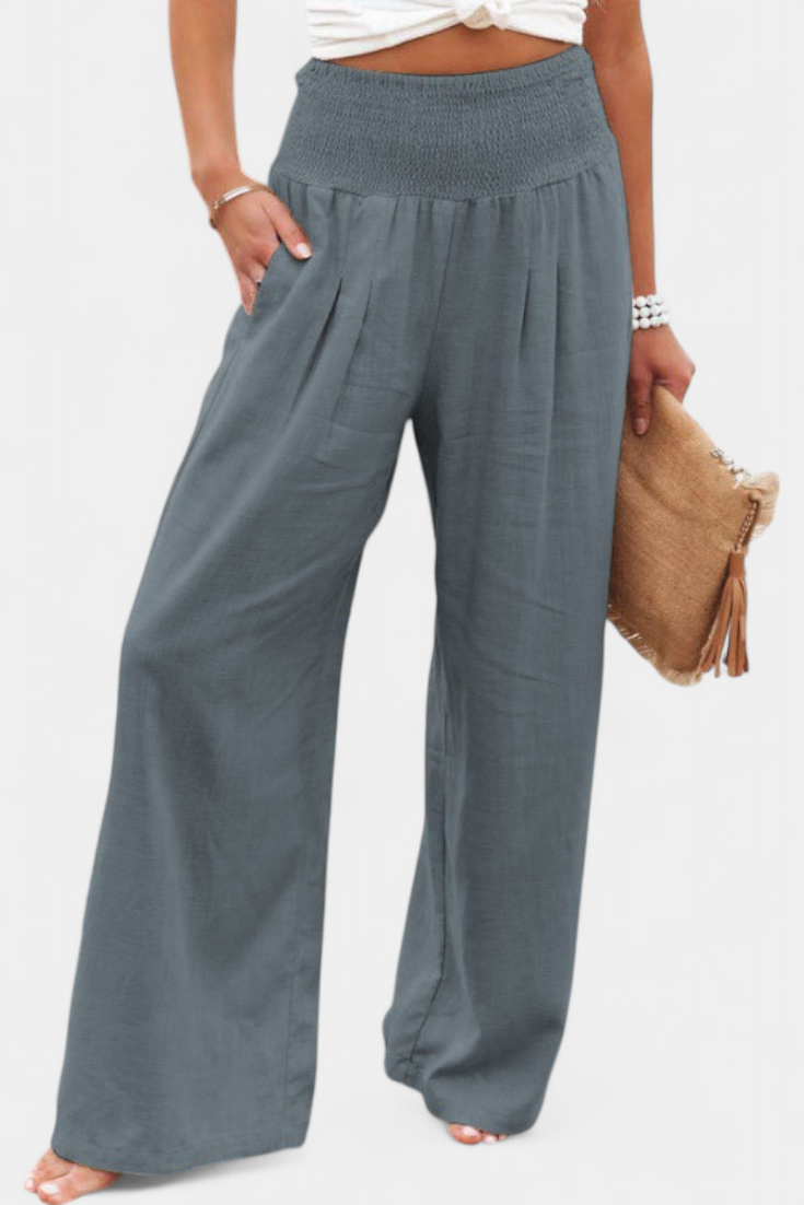 Lucía – Pantalón Fluido Algodón Lino Natural Elegancia