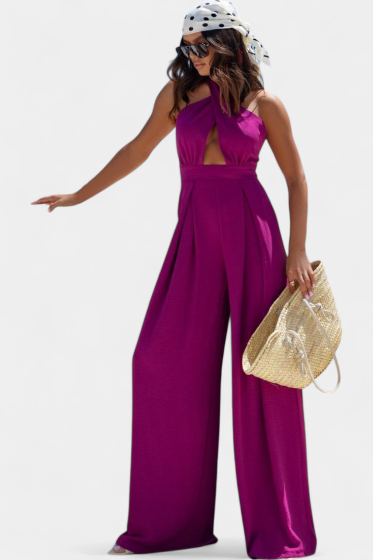 Mariana – Mono Halter Cruzado Sin Espalda Pierna Ancha