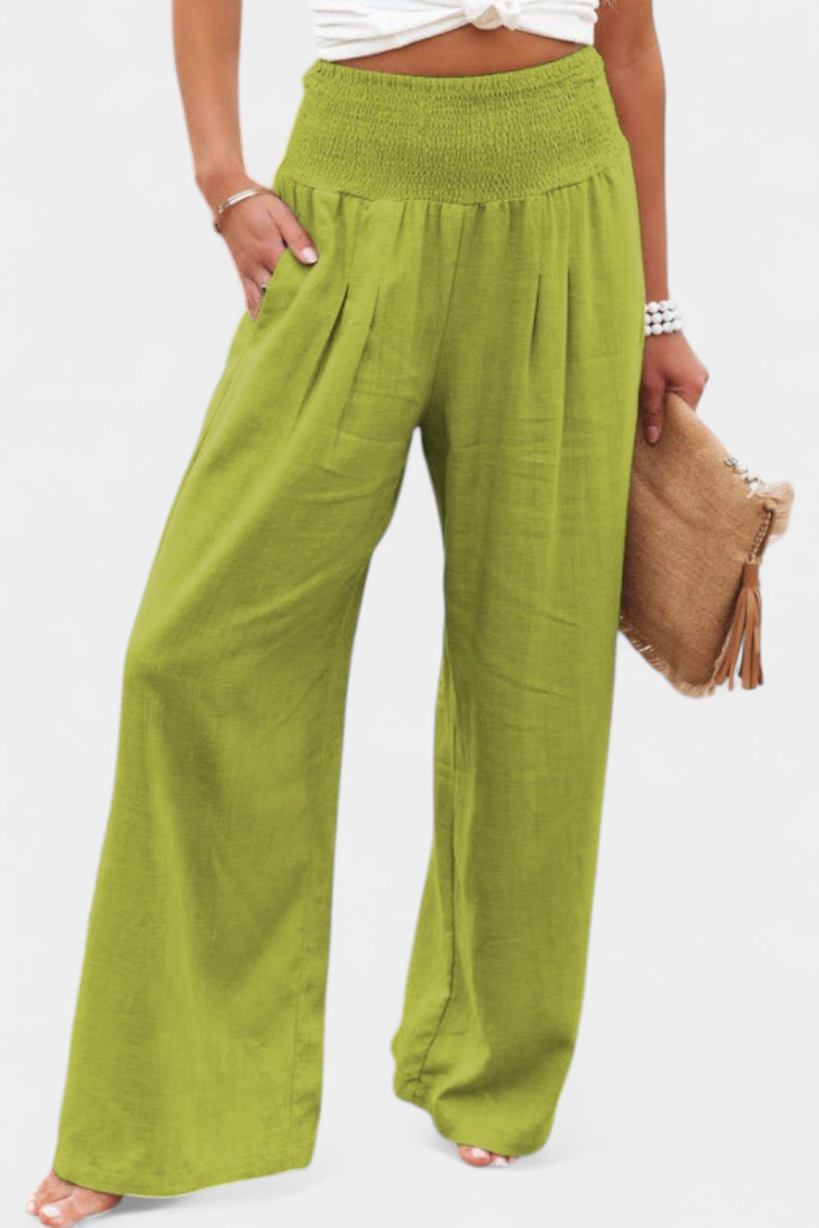 Lucía – Pantalón Fluido Algodón Lino Natural Elegancia
