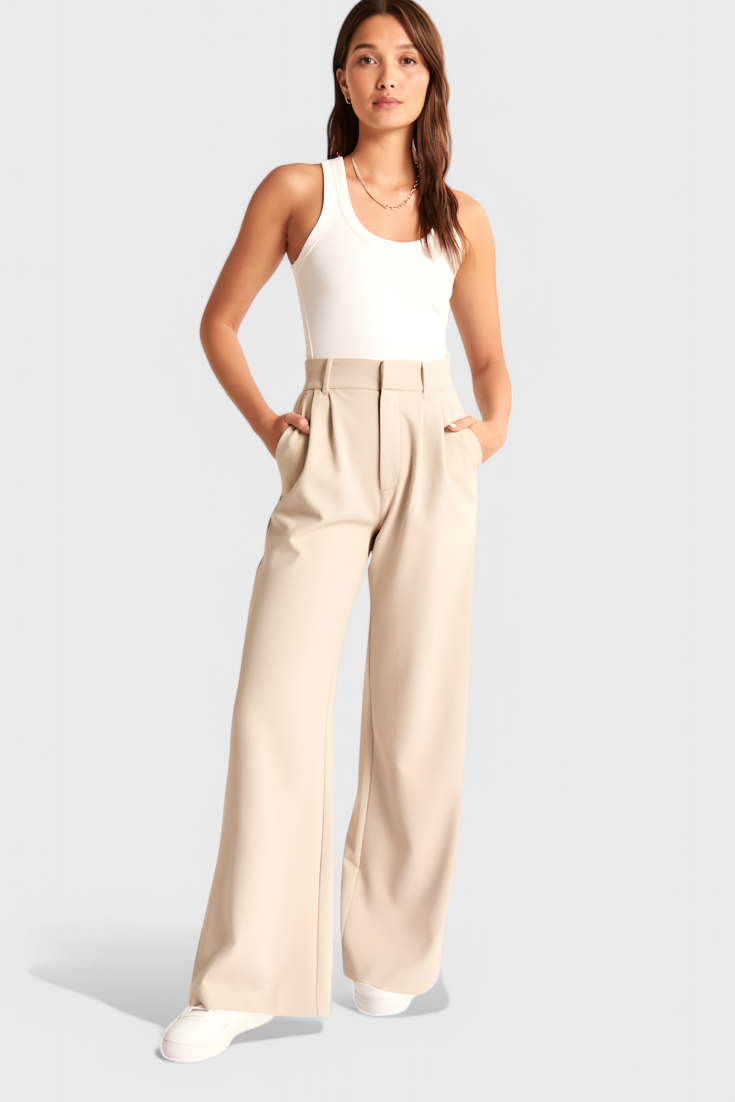 Camila - Pantalón Tailored Pierna Ancha Cintura Alta