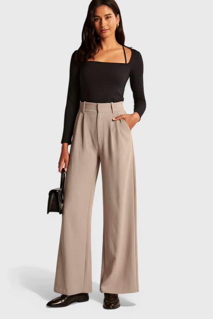 Camila - Pantalón Tailored Pierna Ancha Cintura Alta