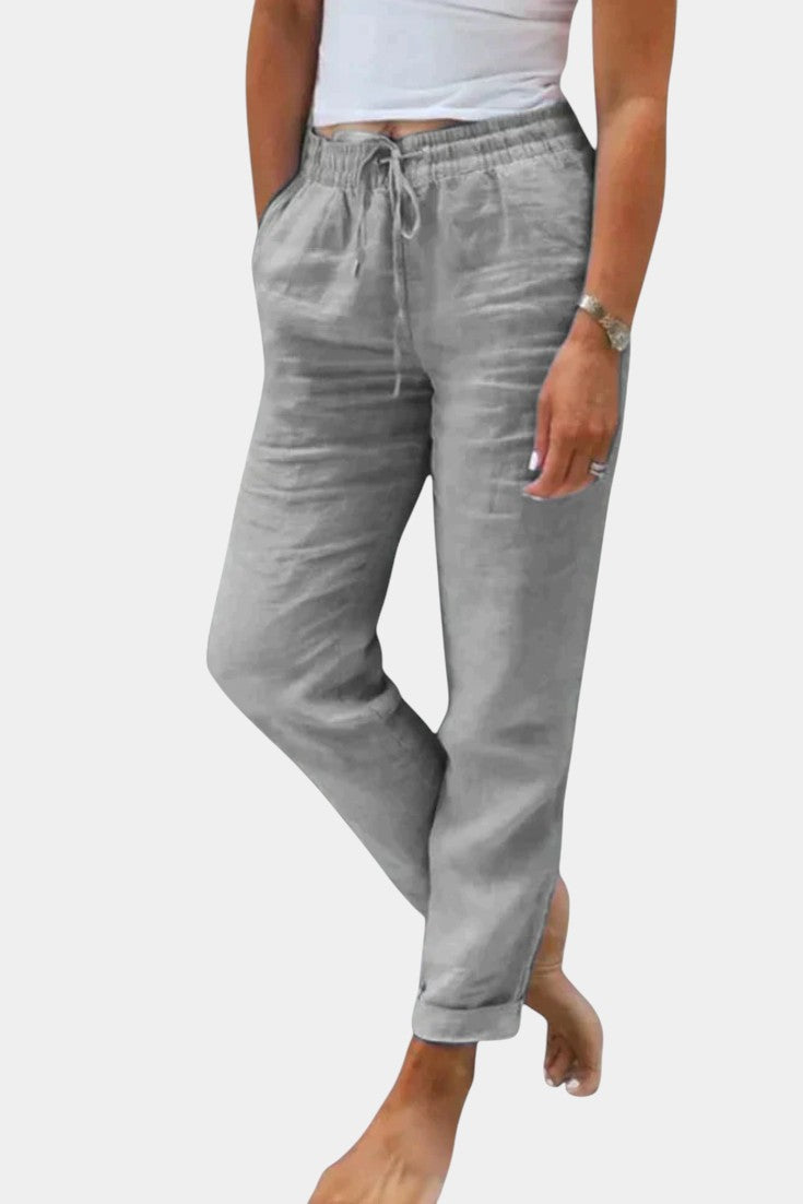 Lucía – Pantalones Lino Mezclado Corte Relajado Fresco