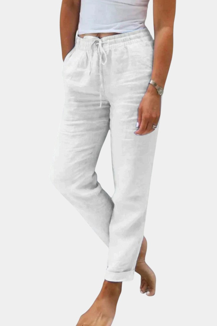 Lucía – Pantalones Lino Mezclado Corte Relajado Fresco