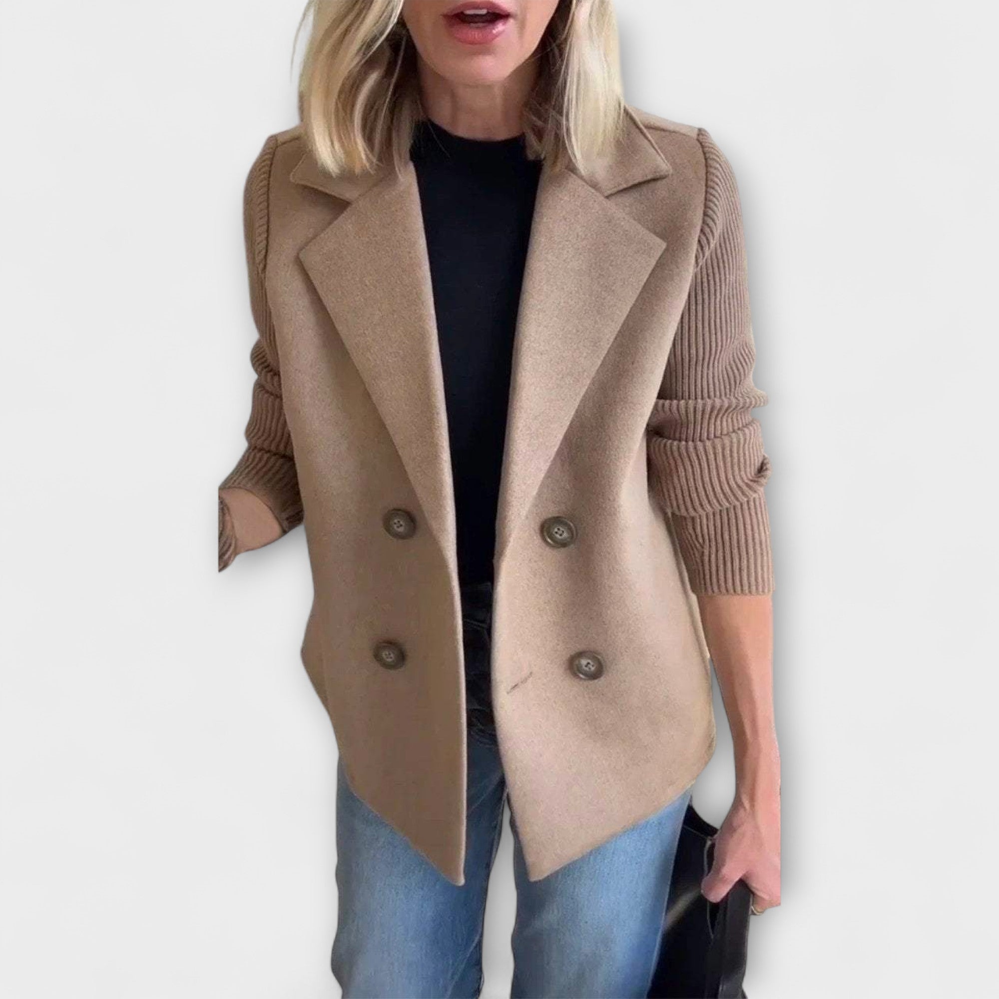 Sofía - Blazer Punto Mangas Tejidas Doble Botonadura