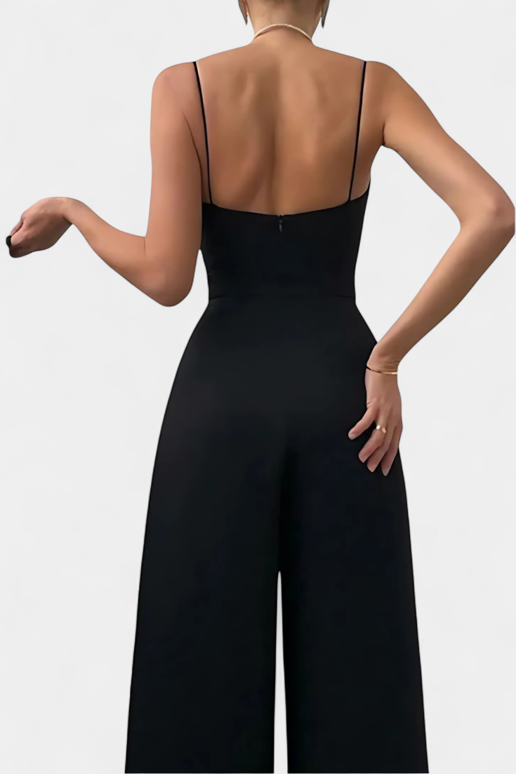 Rocío – Mono Negro Tirantes Finos Pierna Ancha Fiesta