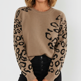 Suéter Leopardo Gris Rosa Moderno Elegante Trama Seda