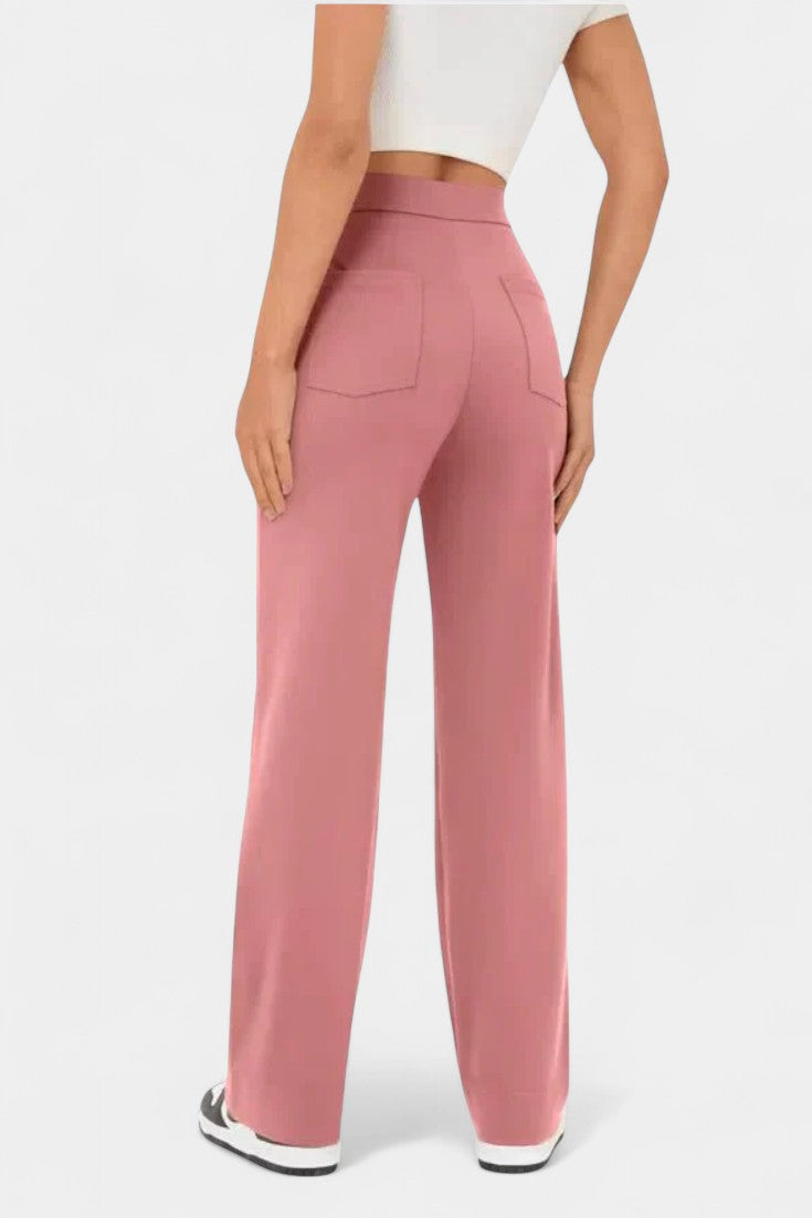 Camila – Pantalón Recto Cintura Alta Elástico Transpirable