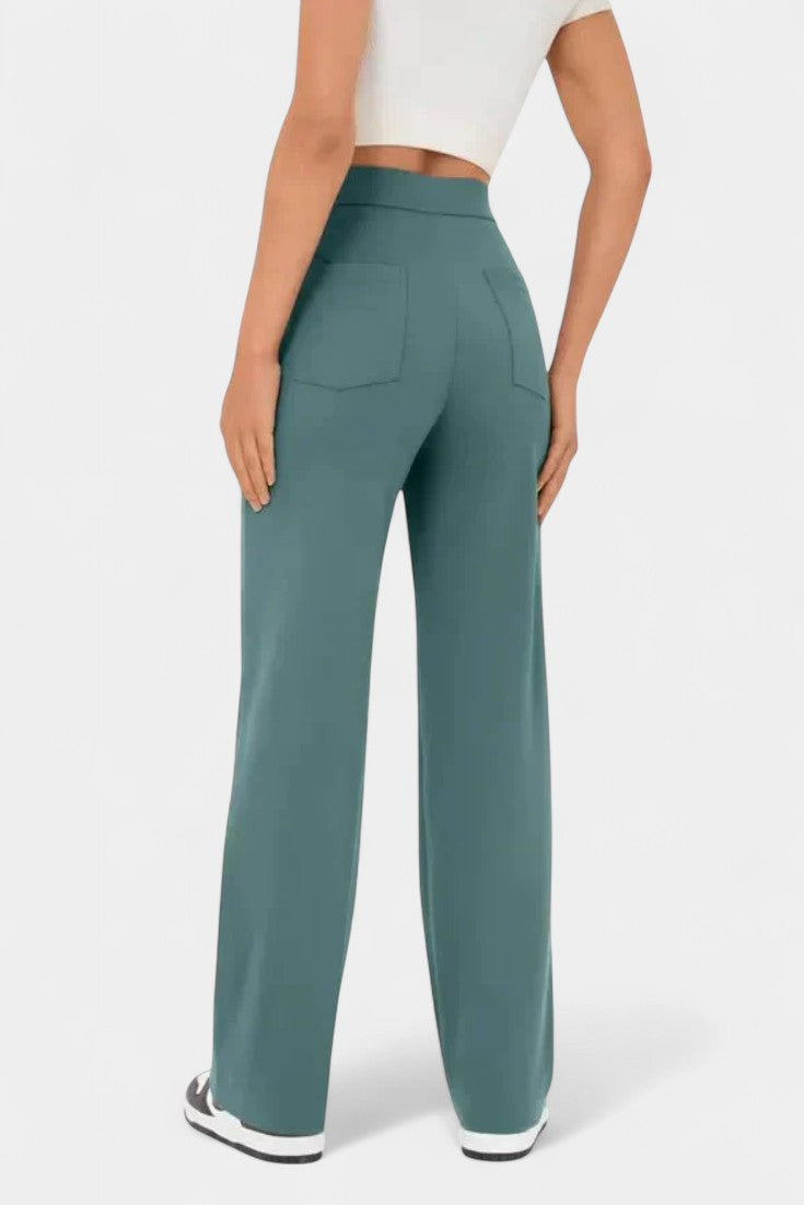 Camila – Pantalón Recto Cintura Alta Elástico Transpirable