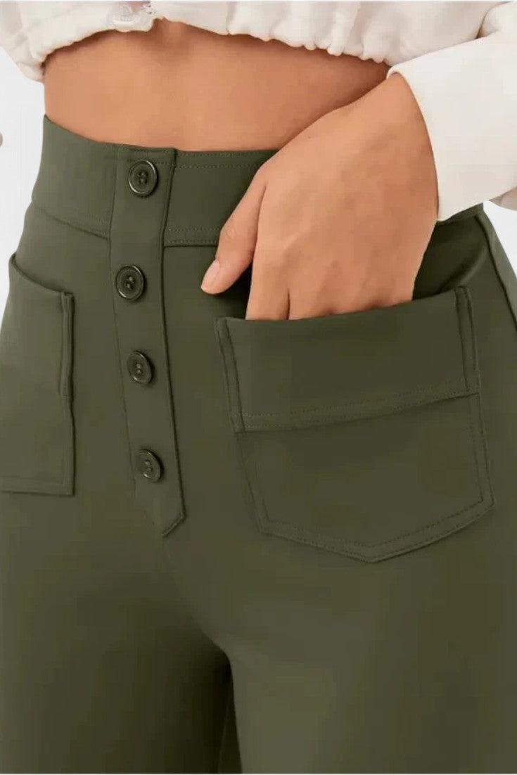 Camila – Pantalón Recto Cintura Alta Elástico Transpirable