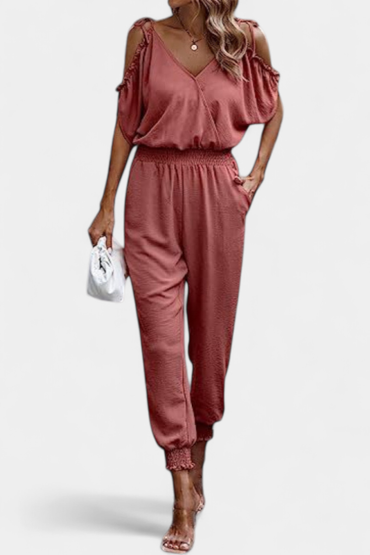 Camila - Mono Casual Hombros Descubiertos Escote V Cruzado