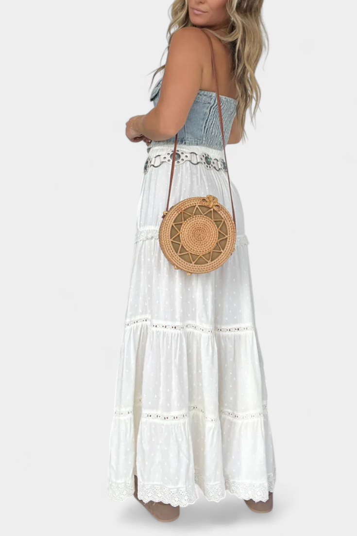 Diana – Falda Maxi Boho Con Encaje Y Abertura Frontal