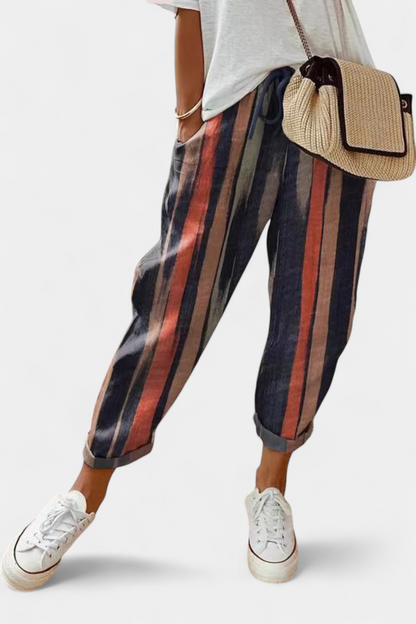 Mariana - Pantalones Lino Corte Relajado Tiro Alto Fresco