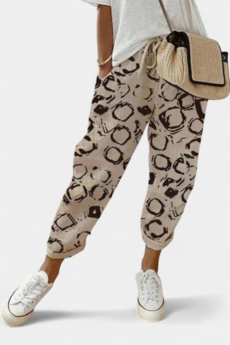 Mariana - Pantalones Lino Corte Relajado Tiro Alto Fresco