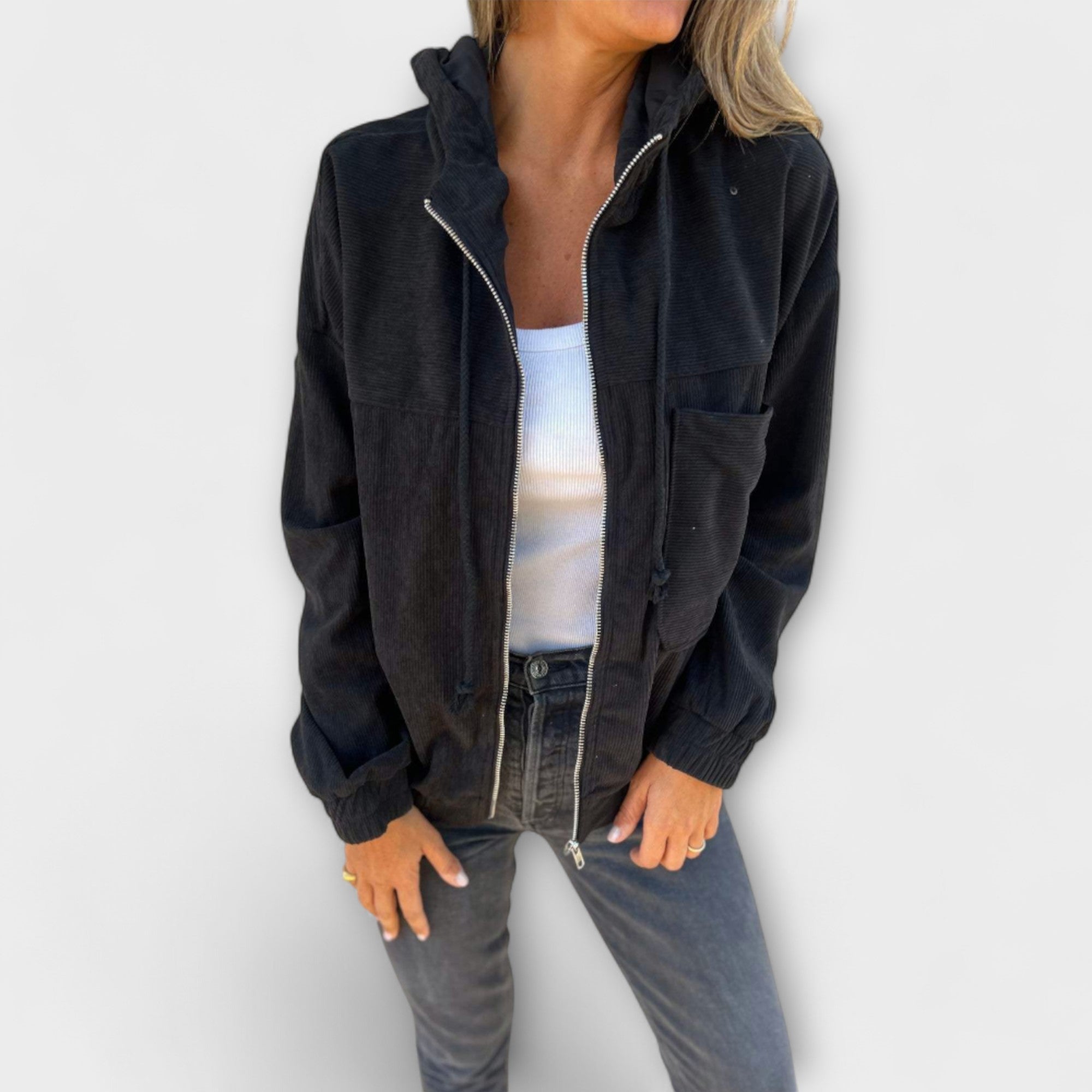 Marta - Sudadera De Pana Con Cremallera Retro Cálida
