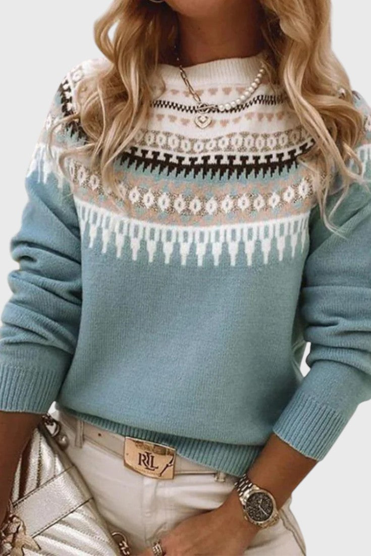 Lucía - Jersey Texturizado Cuello Redondo Para Invierno