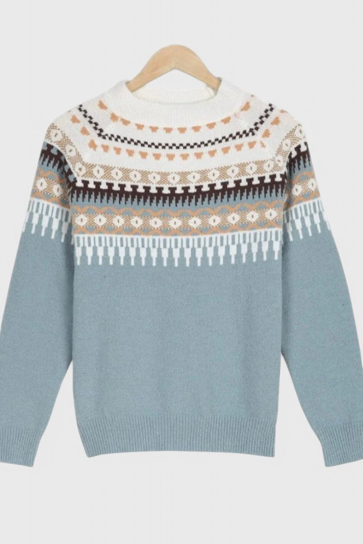 Lucía - Jersey Texturizado Cuello Redondo Para Invierno