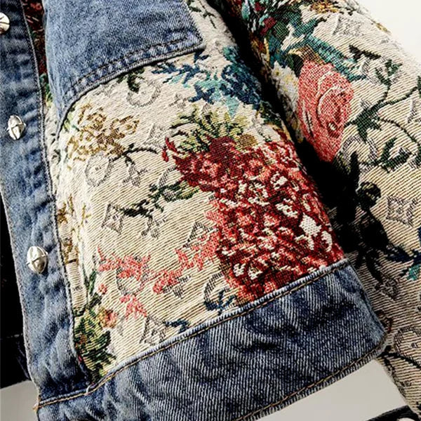 Lucía - Chaqueta Denim Floral de Algodón Suave Romántica