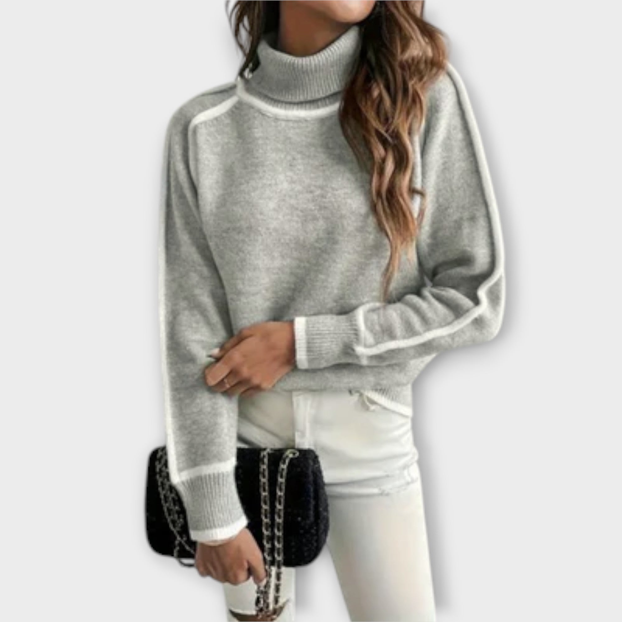 Elena – Suéter Cuello Alto Punto Ajuste Relajado Clásico