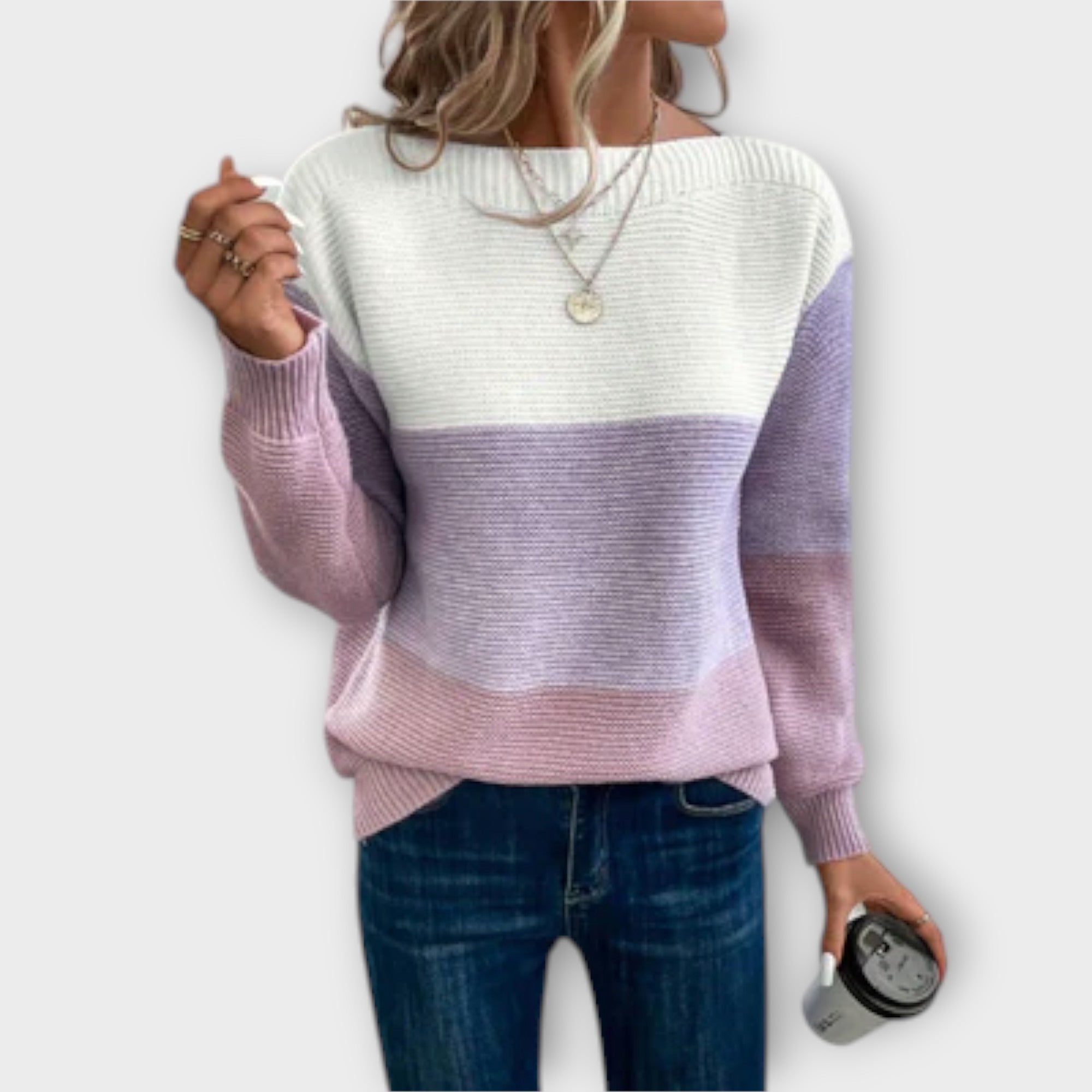 Camila – Suéter Patchwork Tres Colores Estilo Moderno