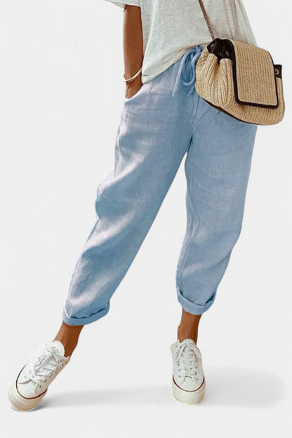 Aitana – Pantalones Rectos Transpirables Cintura Alta Verano
