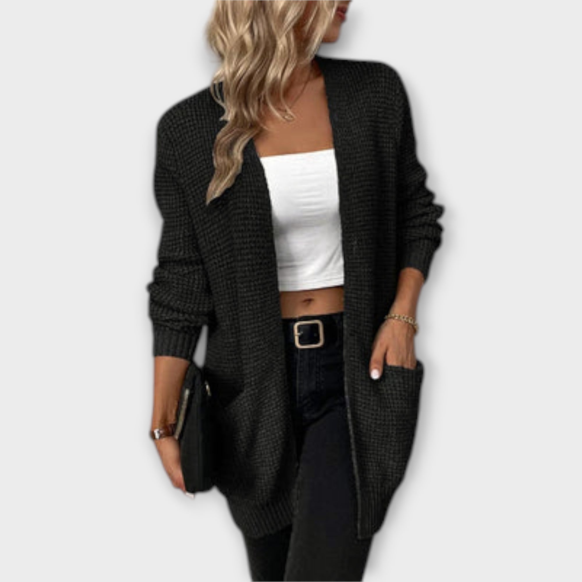 Elena – Cárdigan Tejido Casual Con Bolsillos Y Comodidad