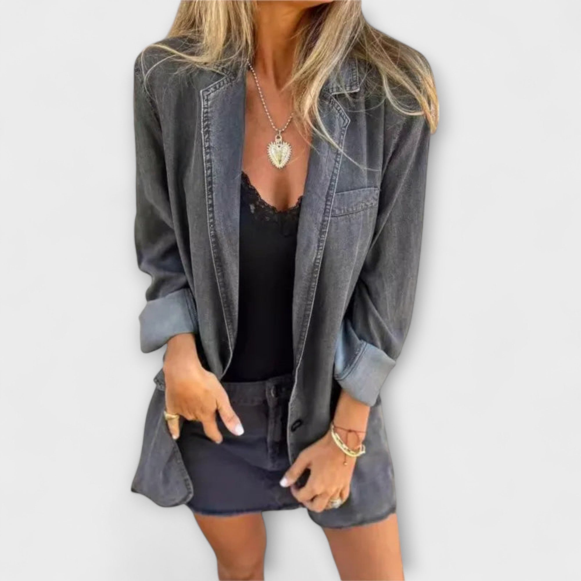 Camila – Chaqueta Denim Ligera Estilo Blazer Para Mujer
