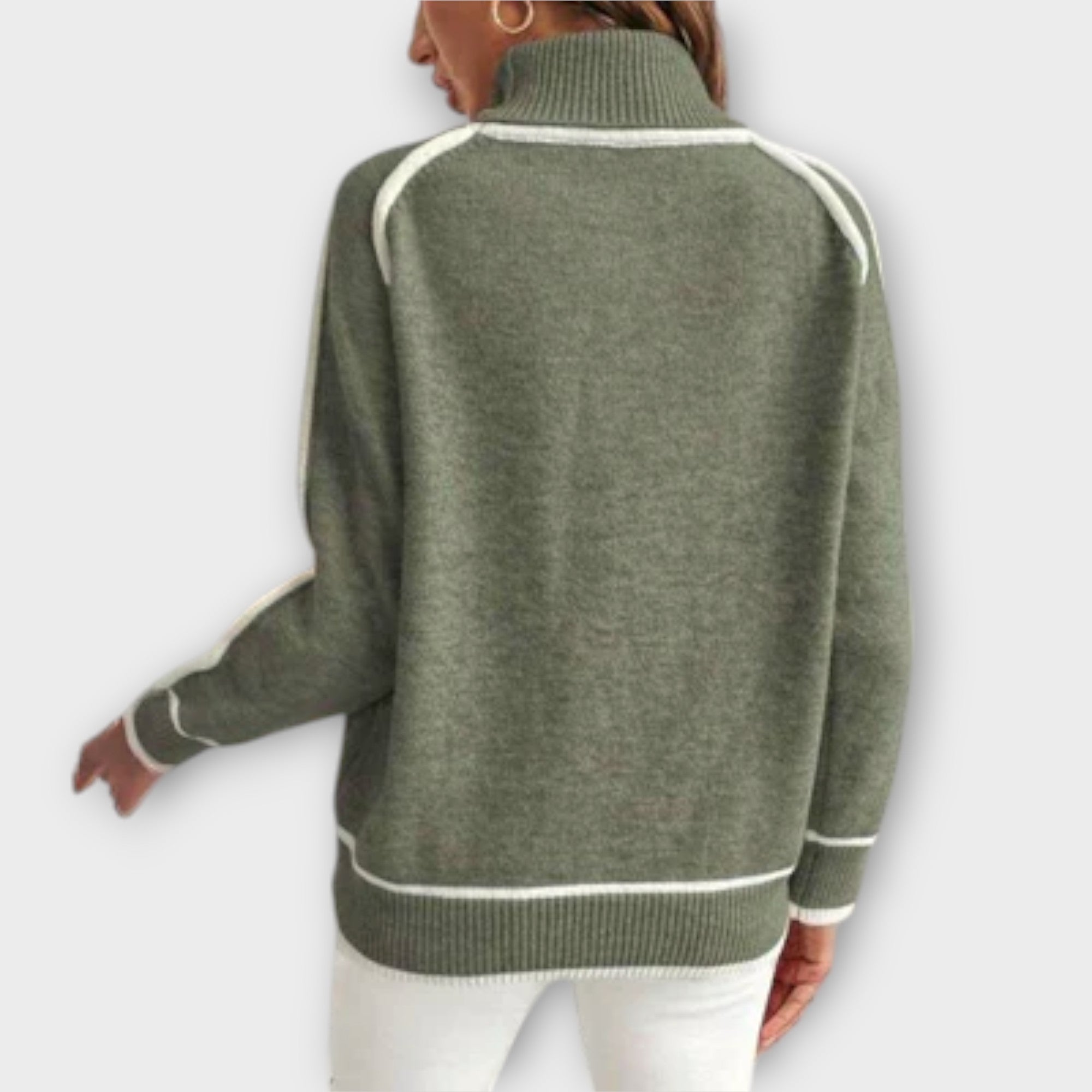 Mariana – Suéter De Punto Verde Oliva Premium Cálido