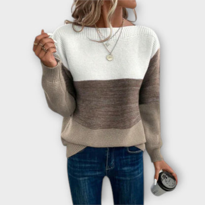 Camila – Suéter Patchwork Tres Colores Estilo Moderno