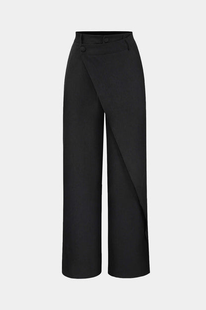 Camila – Pantalón Recto Drapado Cintura Envolvente