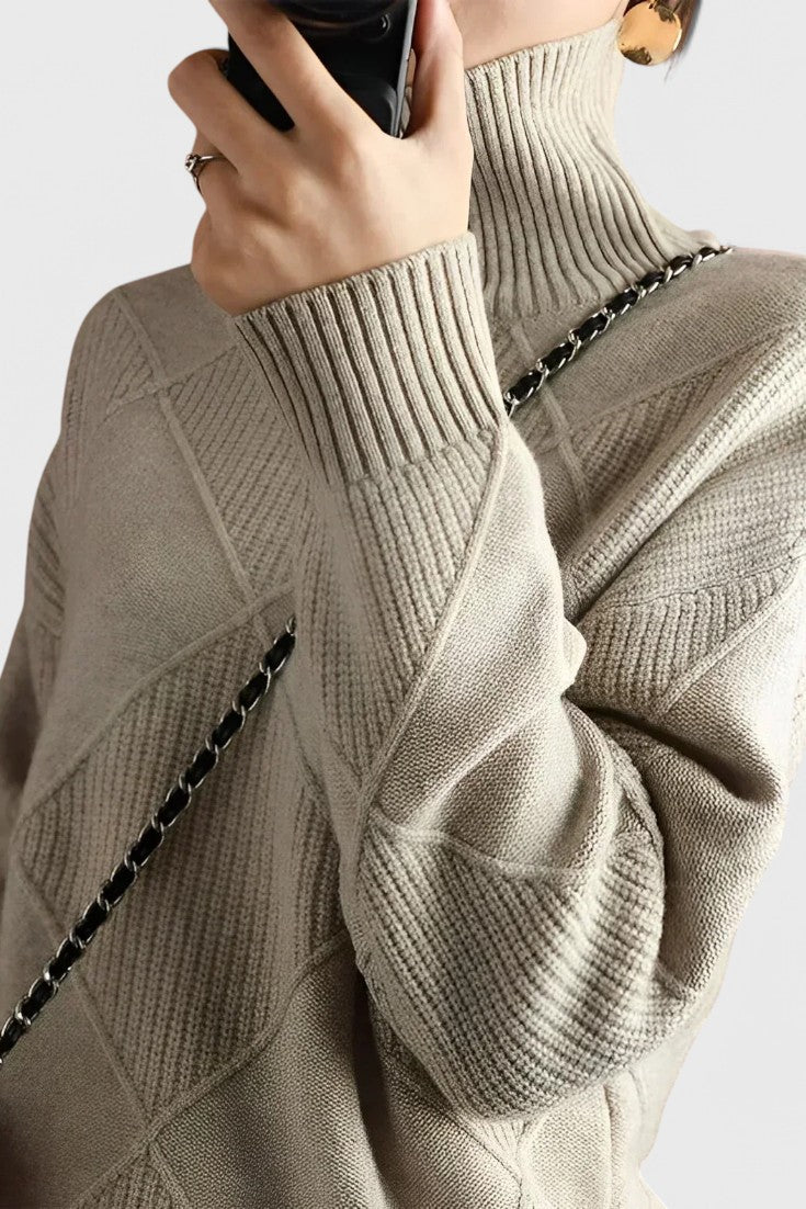 Azucena – Jersey De Cuello Alto Punto Suave Clásico