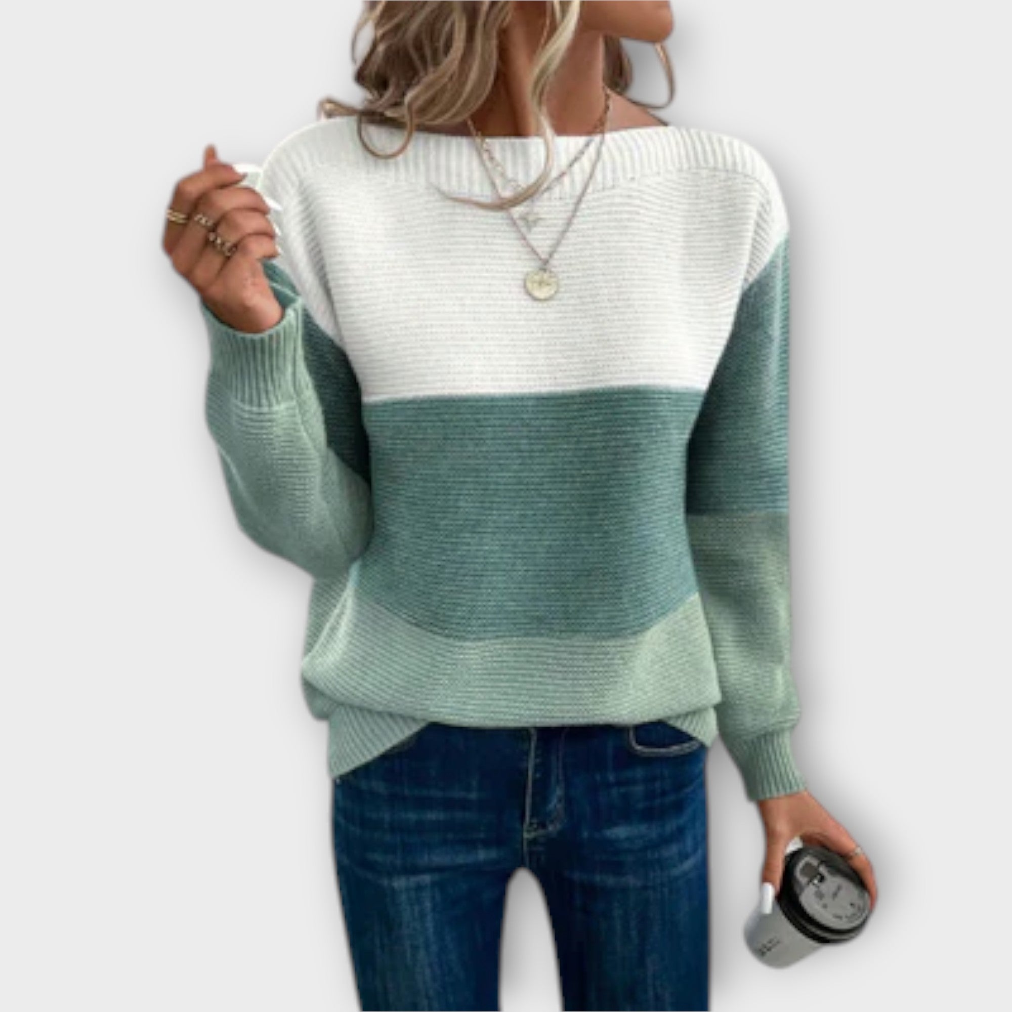 Camila – Suéter Patchwork Tres Colores Estilo Moderno