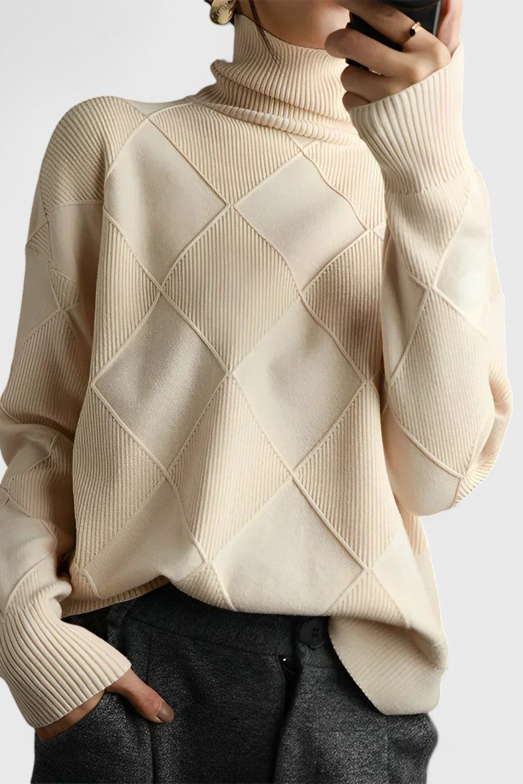 Azucena – Jersey De Cuello Alto Punto Suave Clásico