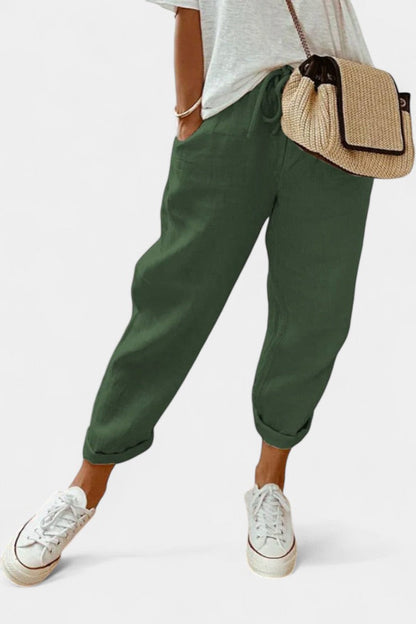 Aitana – Pantalones Rectos Transpirables Cintura Alta Verano