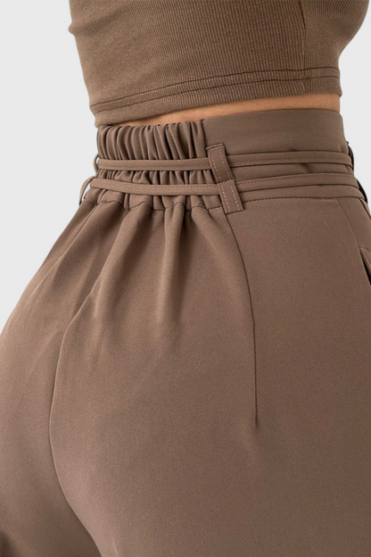 Isabel - Pantalón Tiro Alto Pierna Ancha Con Cordones