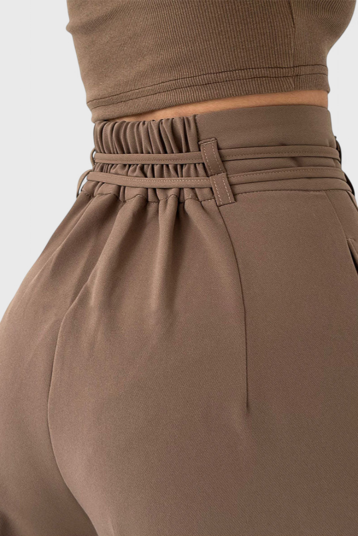 Isabel - Pantalón Tiro Alto Pierna Ancha Con Cordones