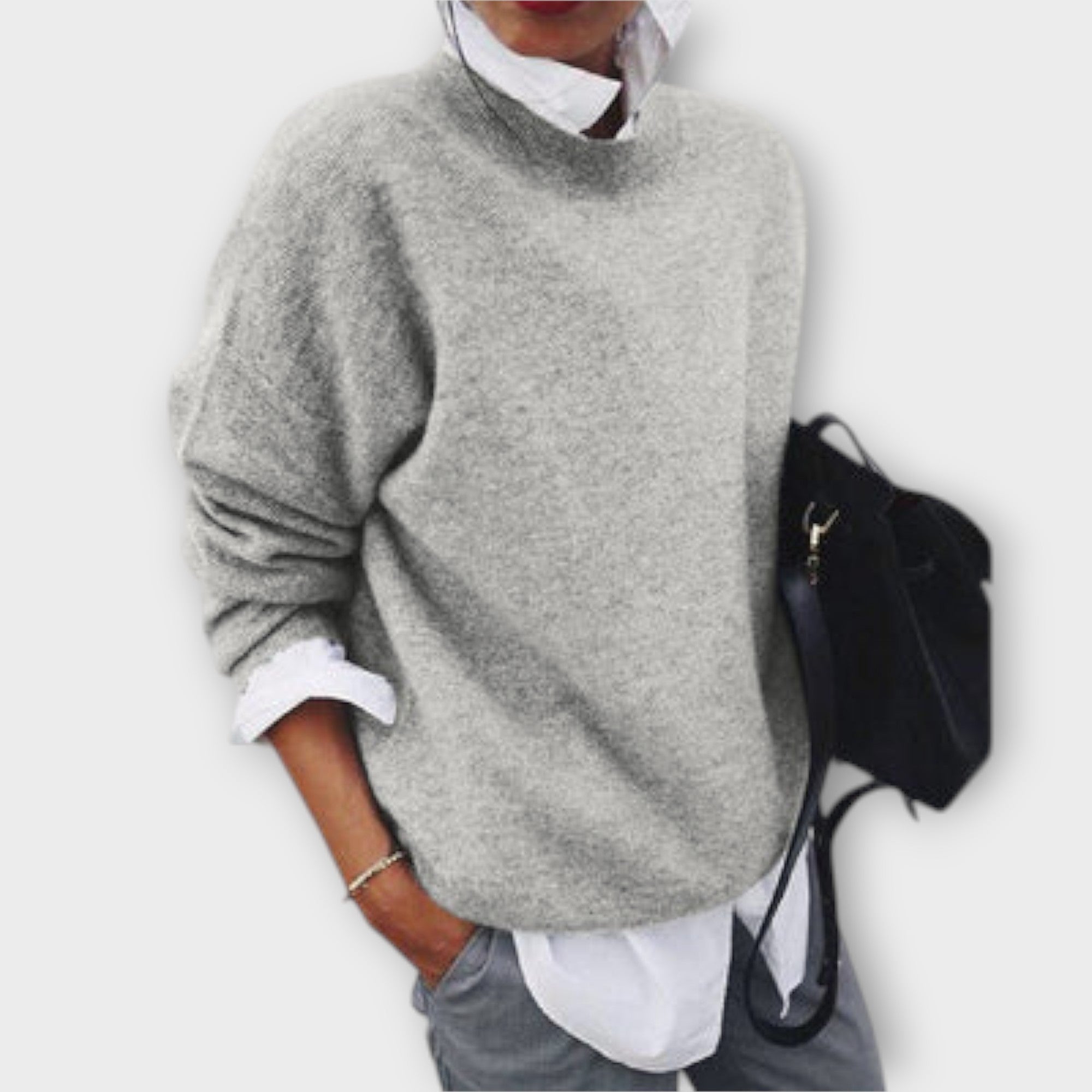 Alba - Suéter De Punto Suave Para Invierno Gris Elegante