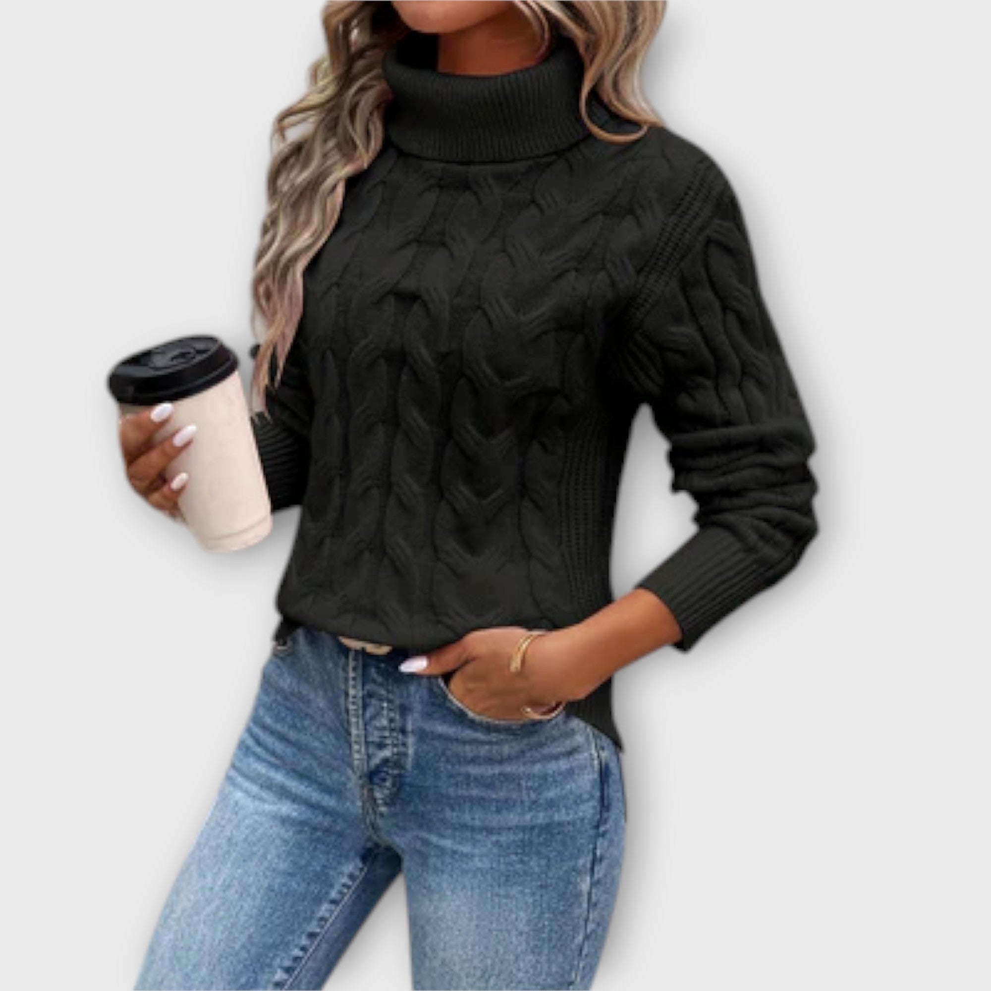Mariana - Suéter Cuello Alto Tejido Premium Confort Cálido