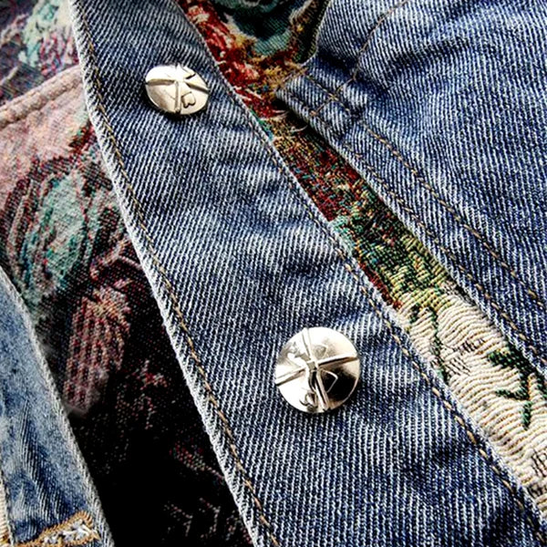 Lucía - Chaqueta Denim Floral de Algodón Suave Romántica