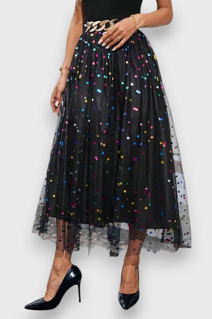 Claudia – Falda Plisada Con Lunares Coloridos Elegante