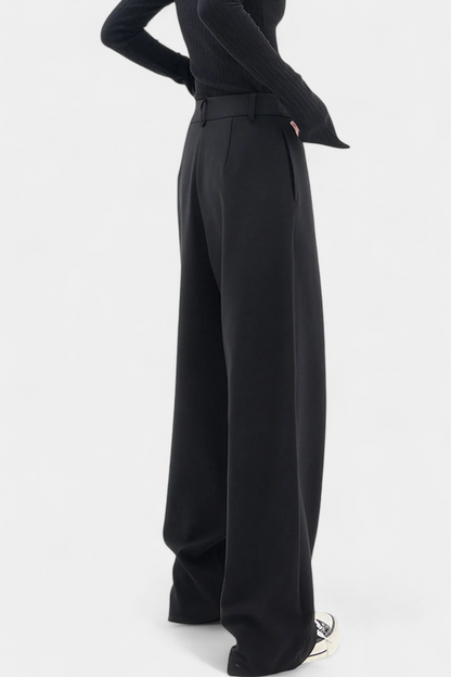 Camila – Pantalón Recto Drapado Cintura Envolvente