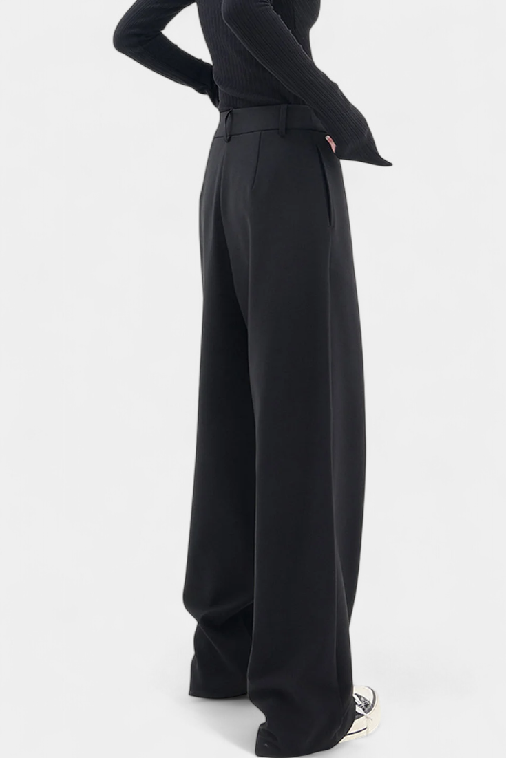 Camila – Pantalón Recto Drapado Cintura Envolvente