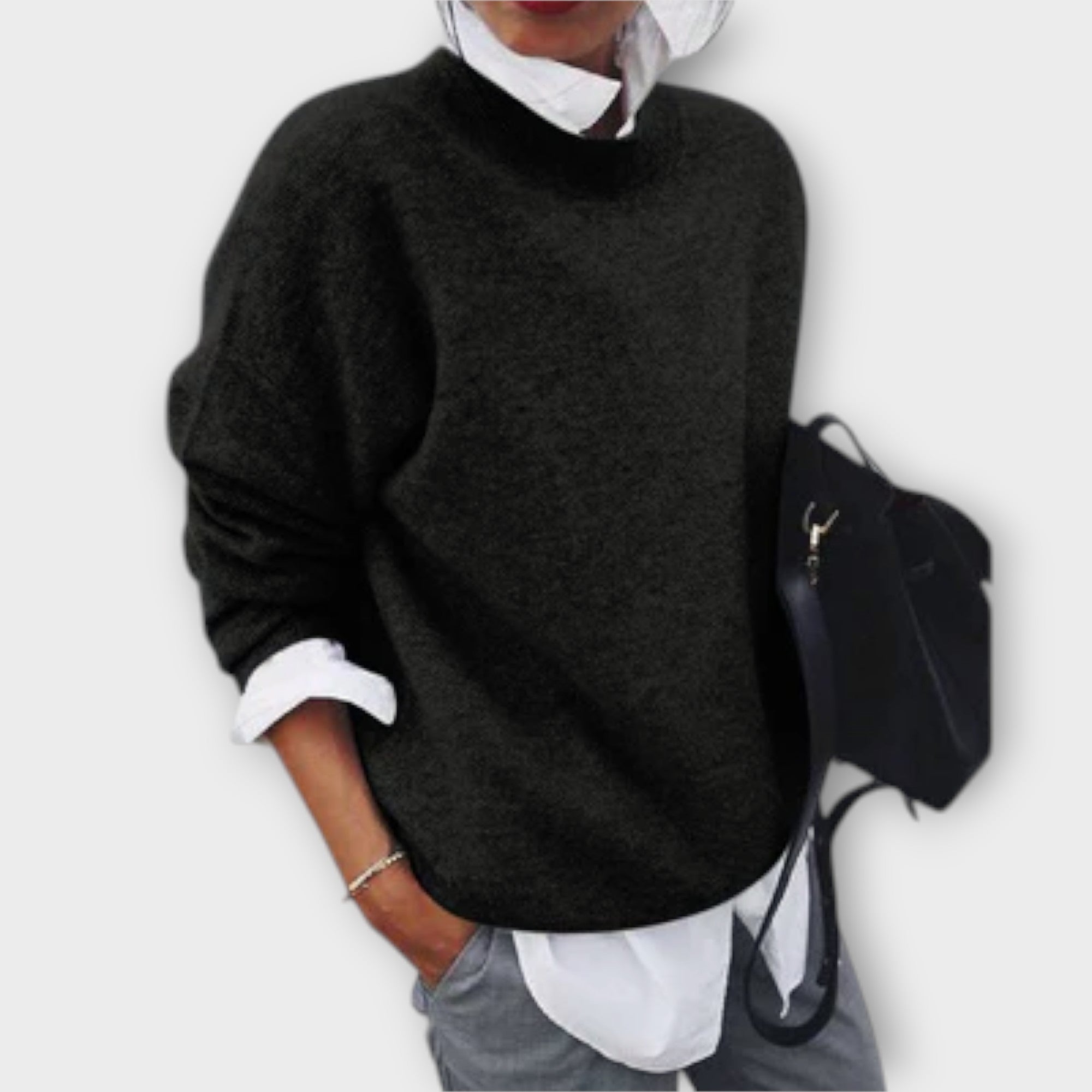 Alba - Suéter De Punto Suave Para Invierno Gris Elegante