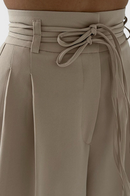 Isabel - Pantalón Tiro Alto Pierna Ancha Con Cordones