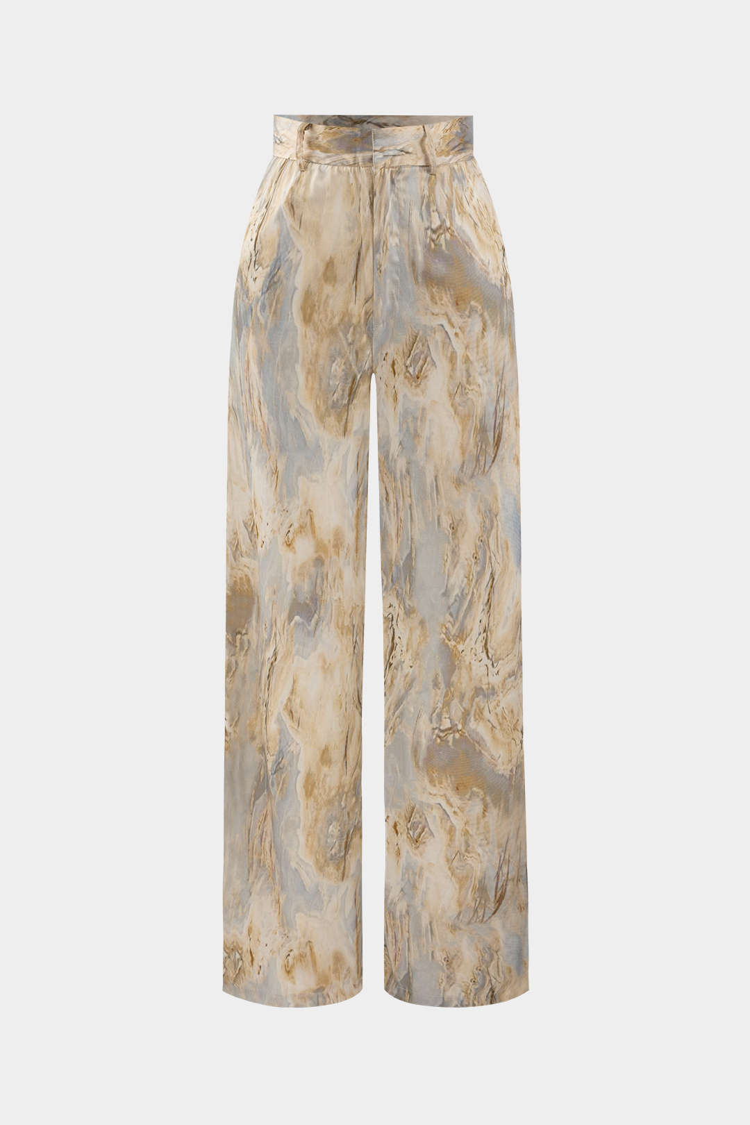 Mila - Pantalón Recto Cintura Alta Estampado Mármol