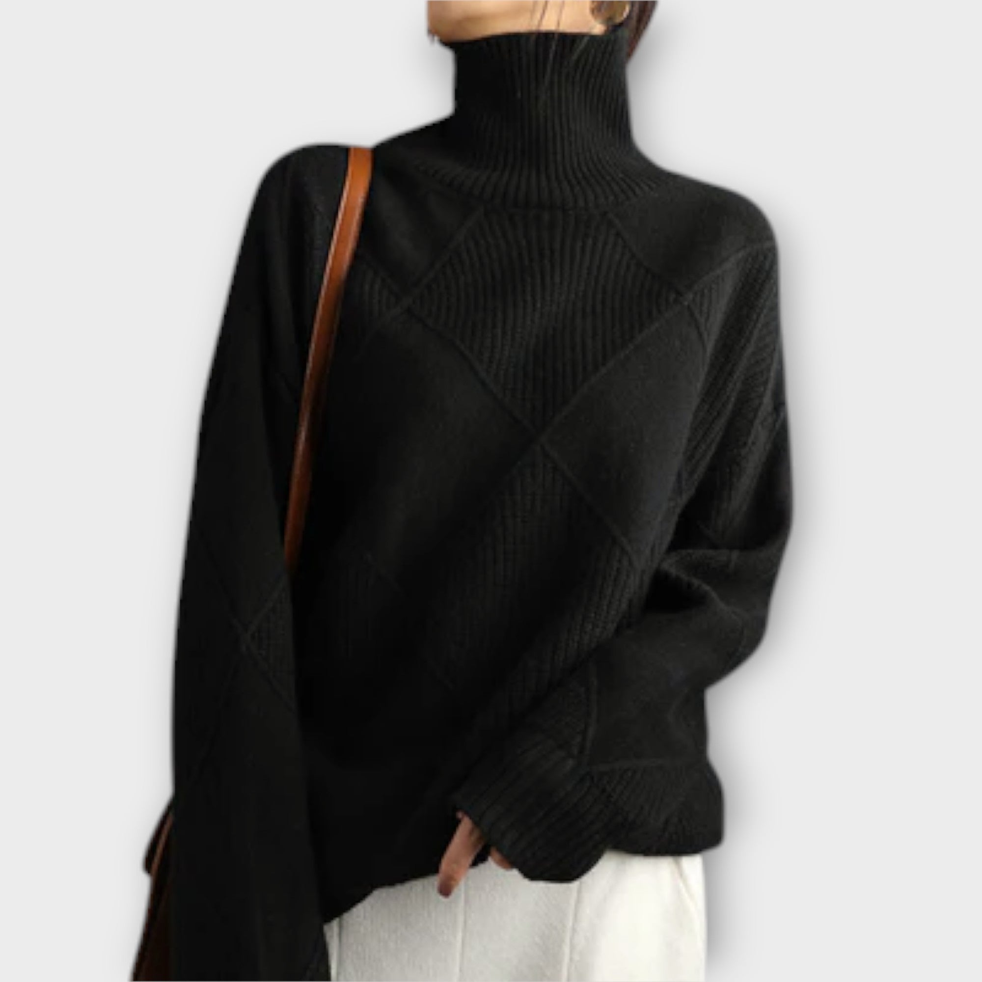 Ariadna - Suéter De Punto Suave Cuello Alto Confort