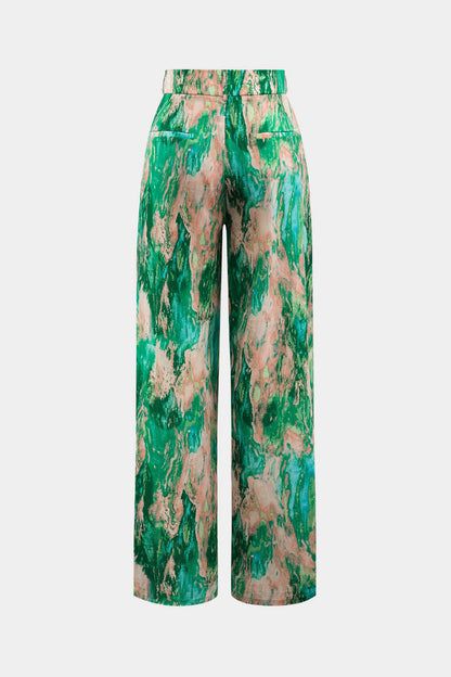Mila - Pantalón Recto Cintura Alta Estampado Mármol