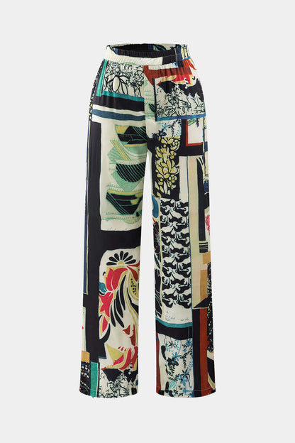 Clara – Pantalón Recto Cintura Alta Floral Estampado