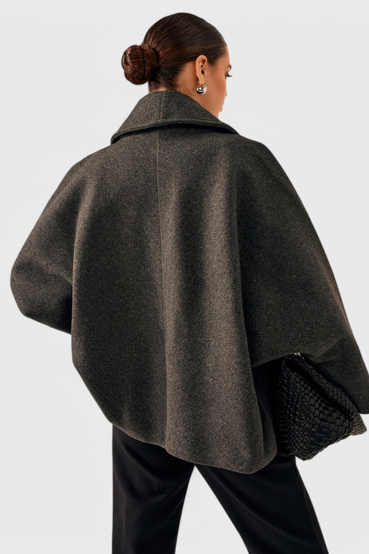 Lucía – Abrigo Tweed Oversized Algodón Poliéster Gris